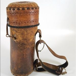 Embossed Leather Cylinder Shoulder Bag